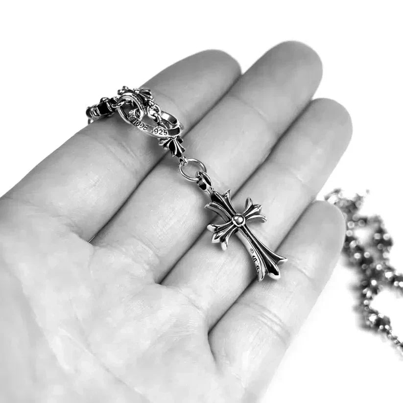 Chrome Hearts CROSS AND BABYFAT CHARM WITH TINY E CH PLUS CHALK CHAIN CH-Chrome Hearts