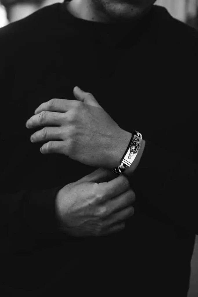 DOUBLE ID FANCY LINK BRACELET 8 CH-Chrome Hearts